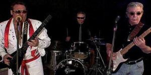 Mike drumming with the famous martial artist, movie maker, and Elvis impersonator Ron Pohnel